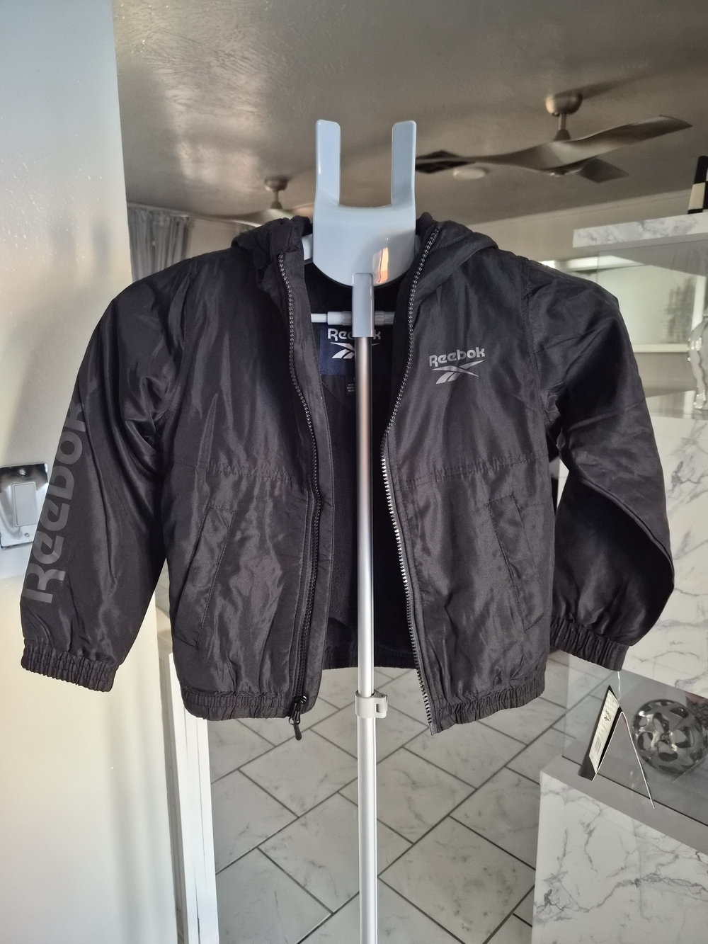 Reebok Boys Black Hooded Lightweight Jacket